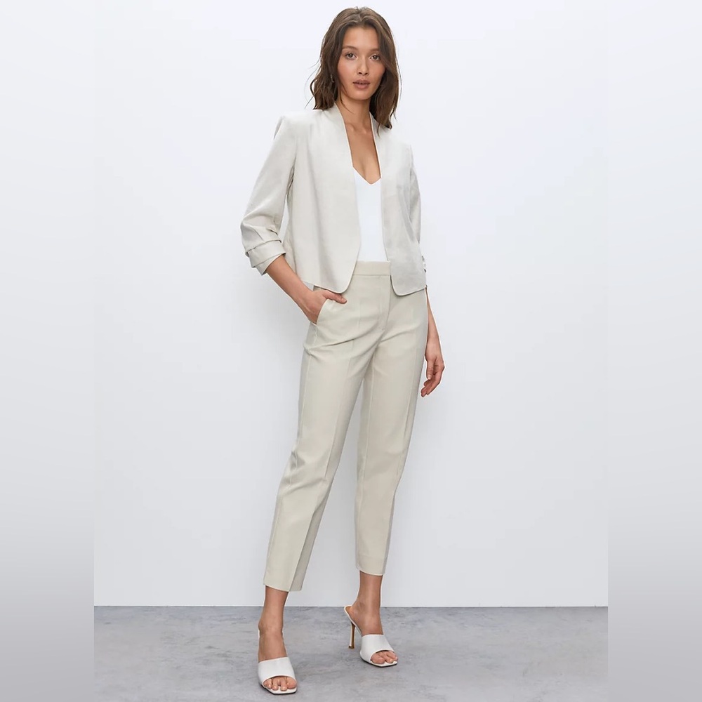 Aritzia Babaton Power Waist Open-Front Linen Blazer Jacket Women Size 2